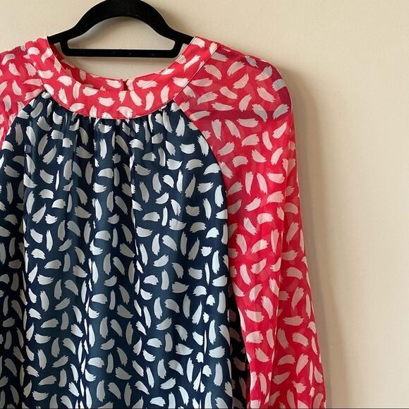 BODEN-SYLVIE Two Tone Pink/Navy Blouse - Picture 4 of 12